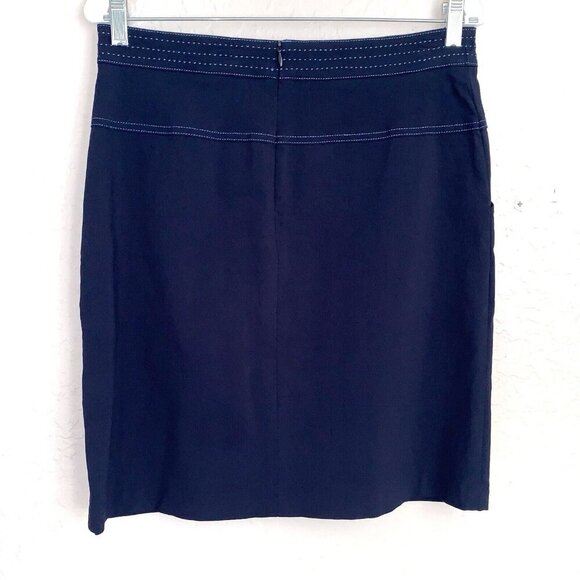 J. McLaughlin Mayer skirt Womens 8 Navy Pockets Back Zip Preppy Quiet Luxury - Picture 3 of 9